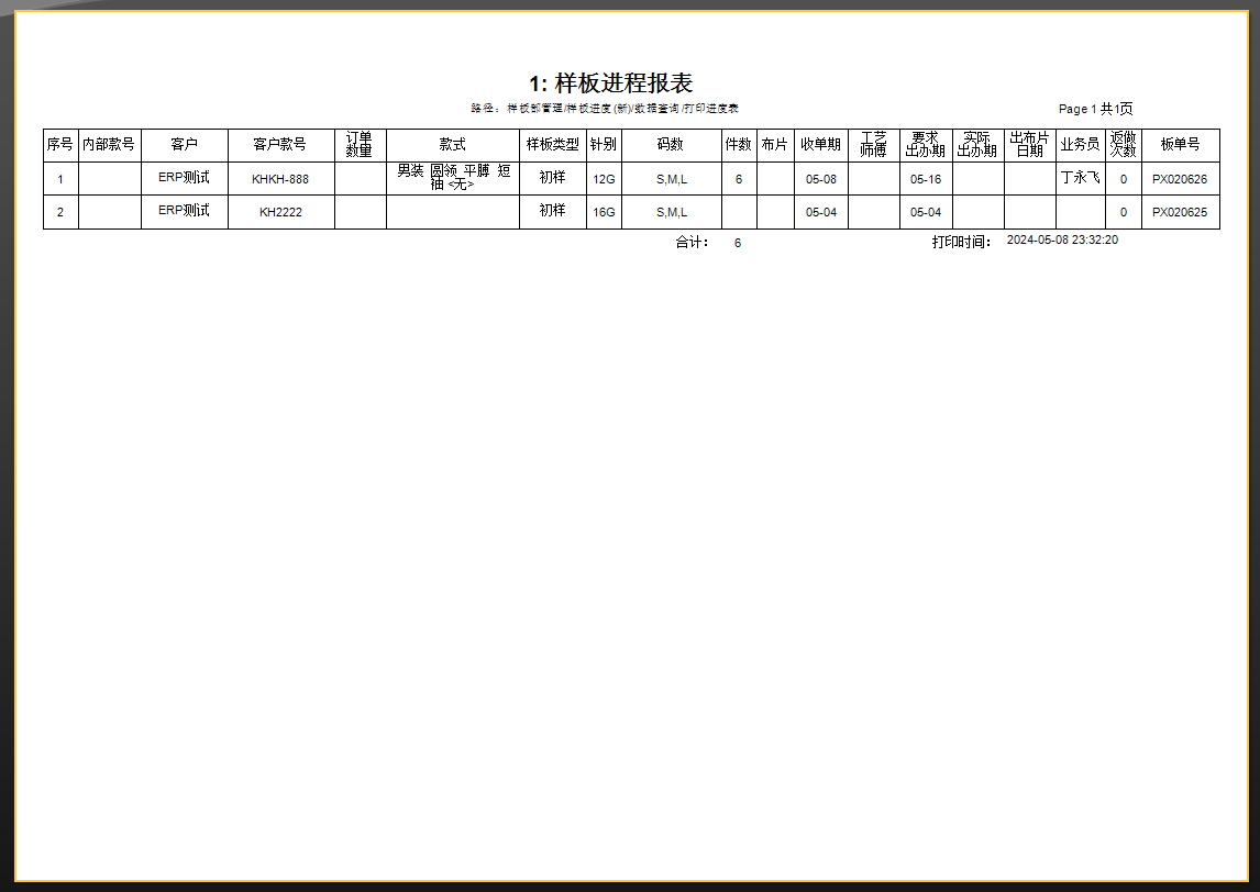 毛衫行业ERP系统 - 样板进度管理