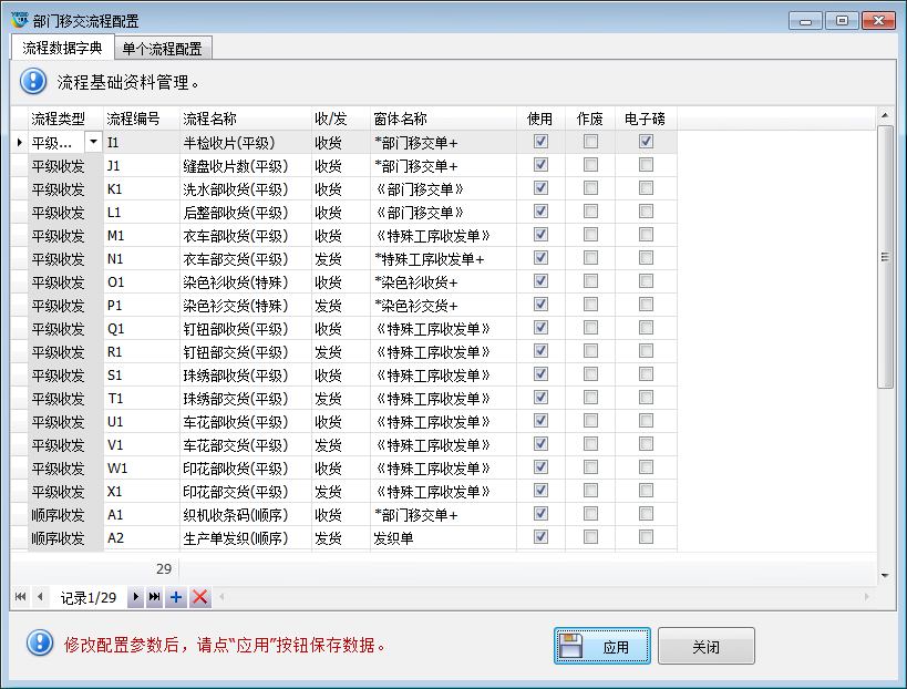 毛衫行业ERP系统用户操作手册 - 部门收发流程配置